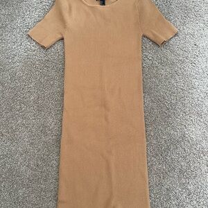 Forever 21 Tan Ribbed Midi Dress Casual